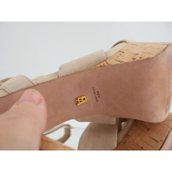 Veronica Beard Women's Lucille Cork Suede Platform Sandals Beige Size 9.5 Chunky - Picture 12 of 14